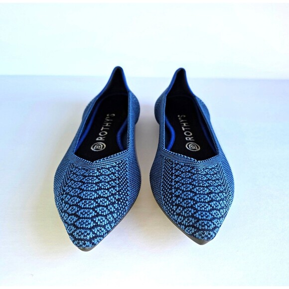 ROTHY'S The Point Lapis Python Blue Retired Print 8 38.5 Designer Knit Comfort - Picture 8 of 14